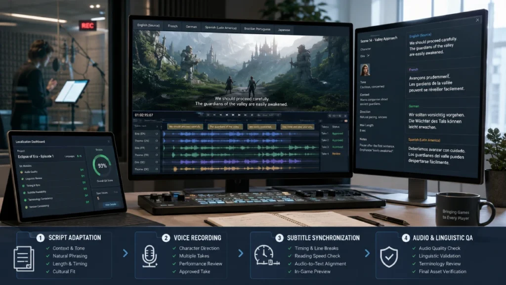 Game voiceover and subtitle localization studio
