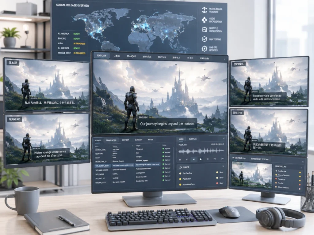 Game localization team preparing content for global markets